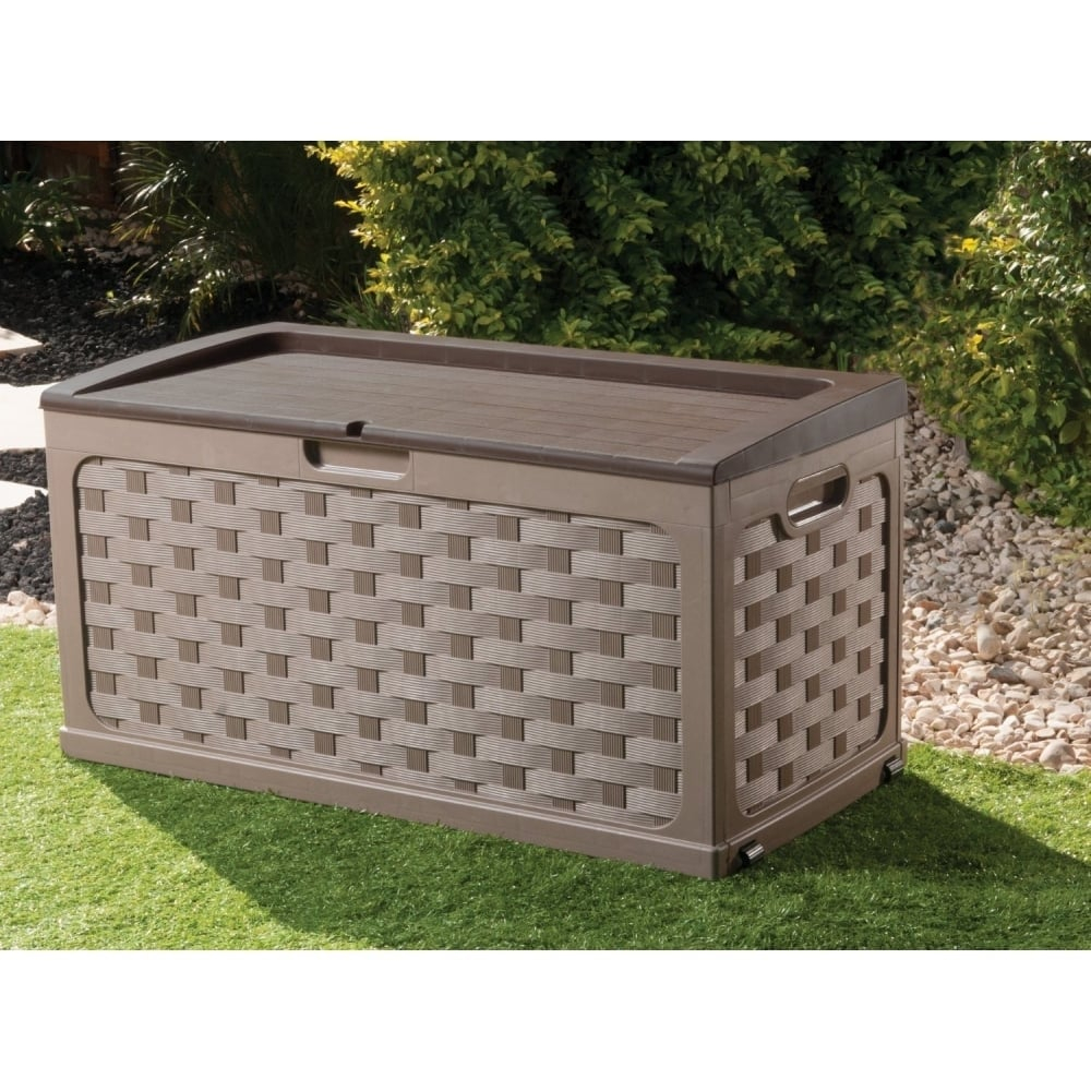 Starplast Rattan Style Garden Storage Box With Sit On Lid within size 1000 X 1000