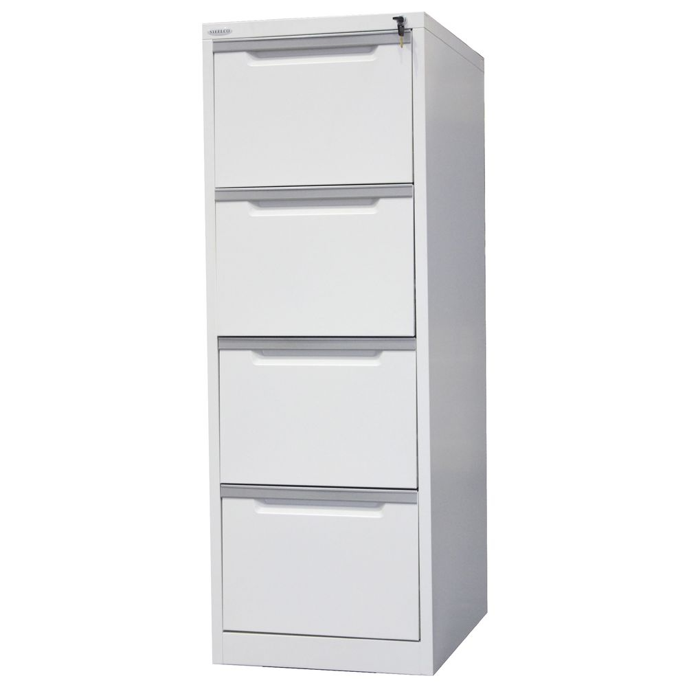 Steelco 4 Drawer Filing Cabinet White Satin Officeworks intended for dimensions 1000 X 1000