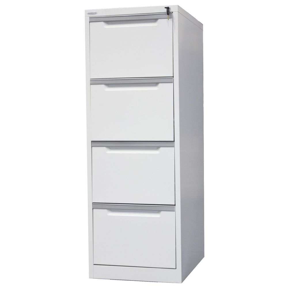 Steelco 4 Drawer Filing Cabinet White Satin Officeworks regarding sizing 1000 X 1000