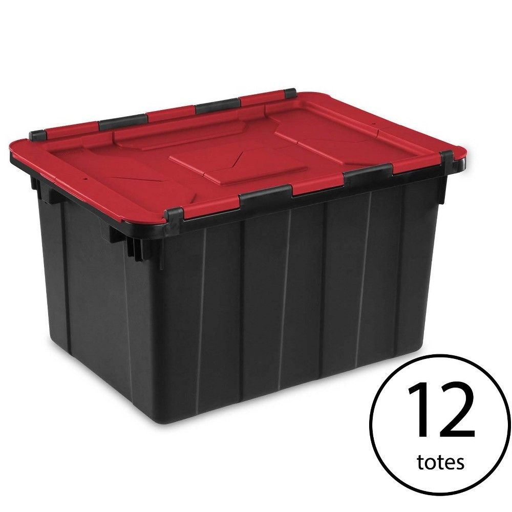 Sterilite 12 Gallon45 Liter Hinged Lid Industrial Tote Red Lid 12 with regard to size 1000 X 1000