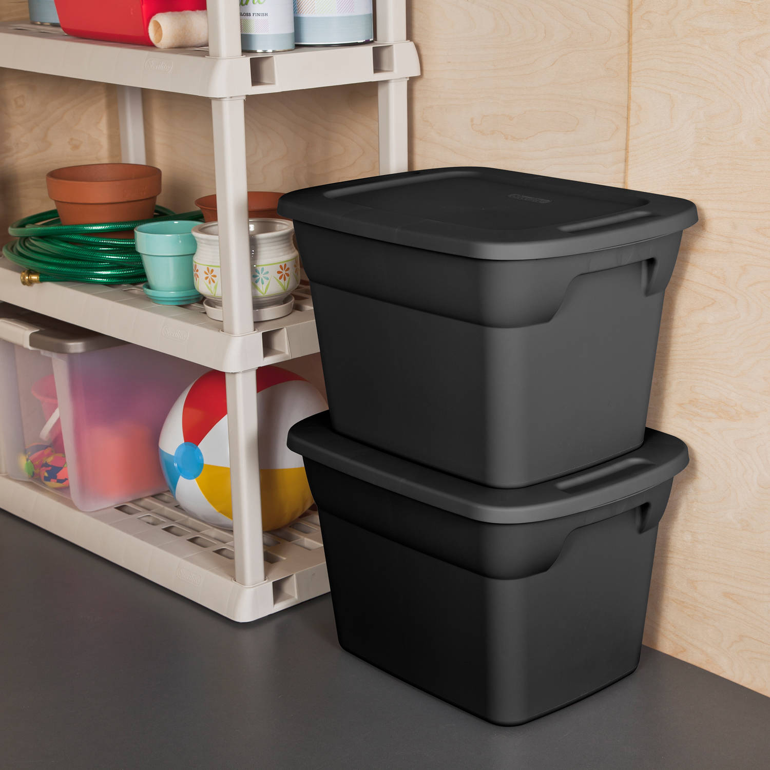 Sterilite 18 Gallon Tote Box Recycled Black Available In Case Of inside size 1500 X 1500