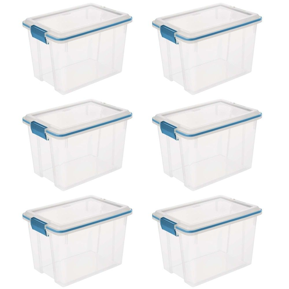 Sterilite 20 Quart Gasket Box With Clear Base And Lid 6 Pack within size 1000 X 1000