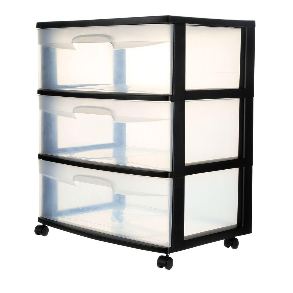 Sterilite 2188 In 3 Drawer Wide Cart 1 Pack 29309001 The Home with measurements 1000 X 1000