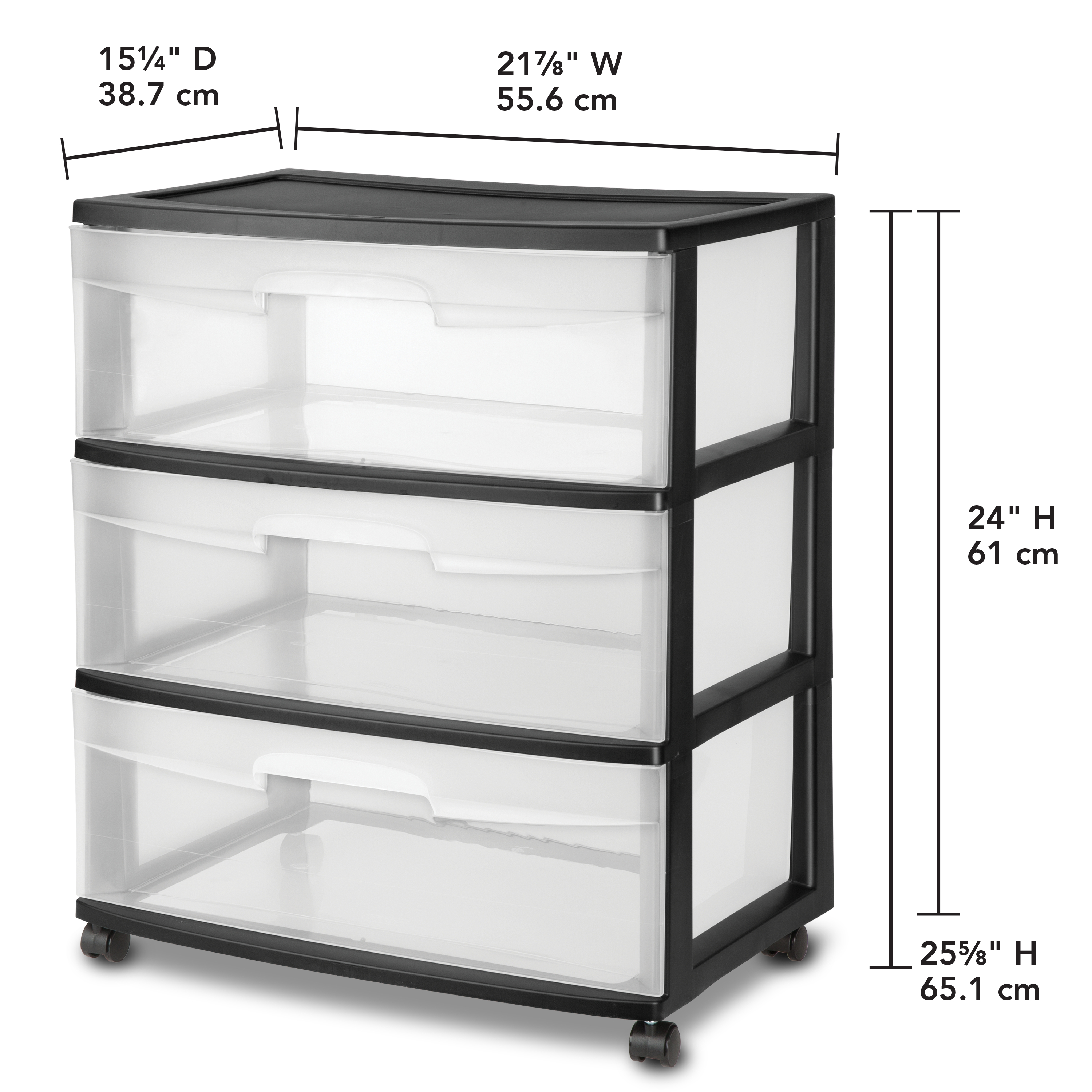 Sterilite 3 Drawer Wide Cart Black Walmart for measurements 3000 X 3000