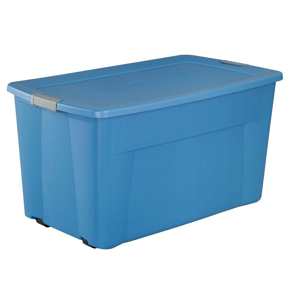 Sterilite 45 Gal Wheeled Latching Storage Tote In Lapis Blue with dimensions 1000 X 1000