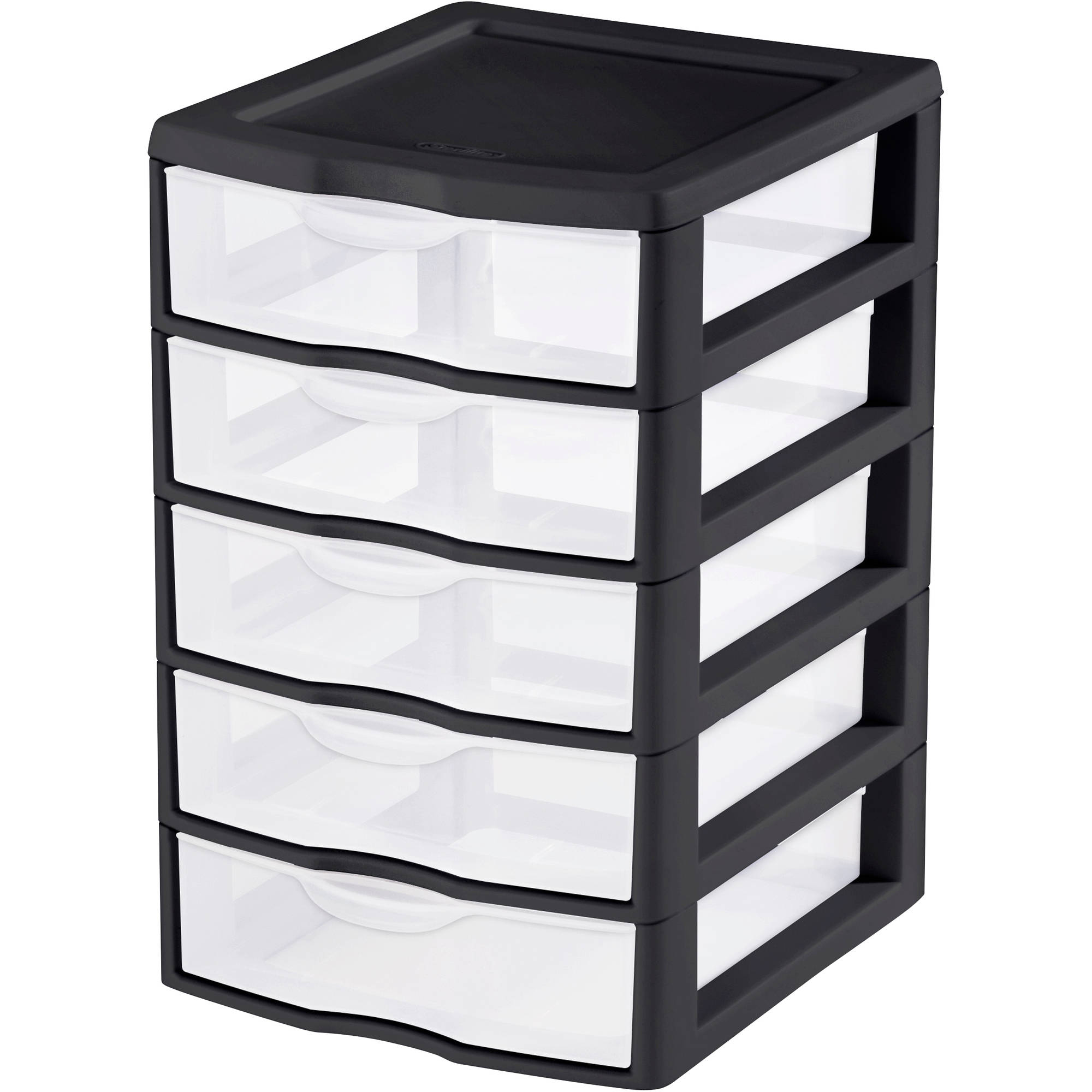 Sterilite 5 Drawer Wide Tower White Wheels Not Included Black Glass intended for measurements 2000 X 2000