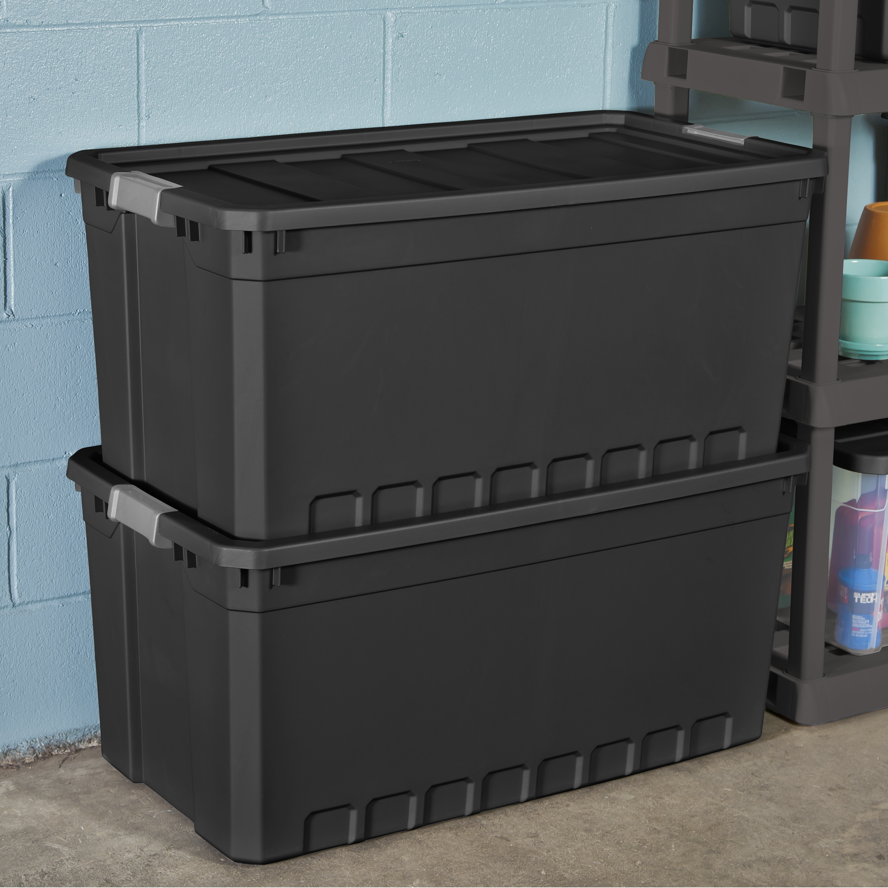 Sterilite 50 Gal189 L Stacker Bin Black Available In A Case Of with measurements 2880 X 2880