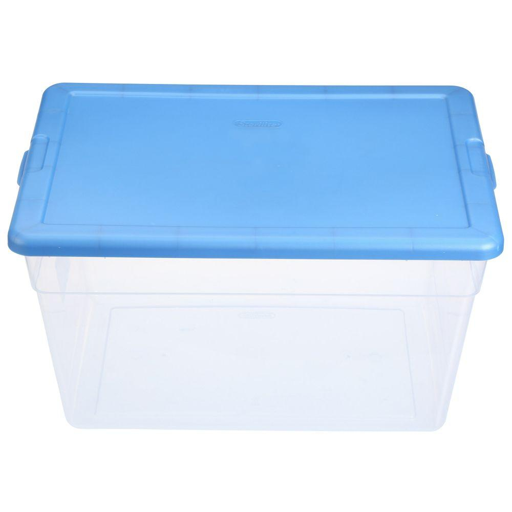 Sterilite 56 Qt Storage Box In Blue And Clear Plastic 16591008 intended for sizing 1000 X 1000