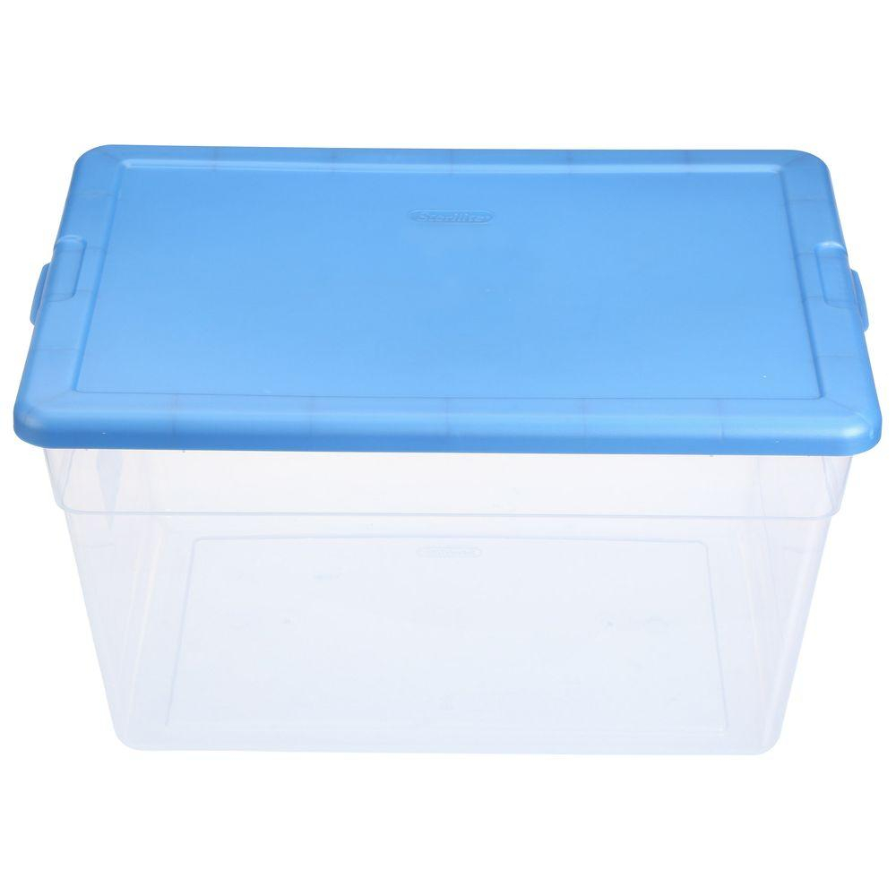 Sterilite 56 Qt Storage Box In Blue And Clear Plastic 16591008 within size 1000 X 1000