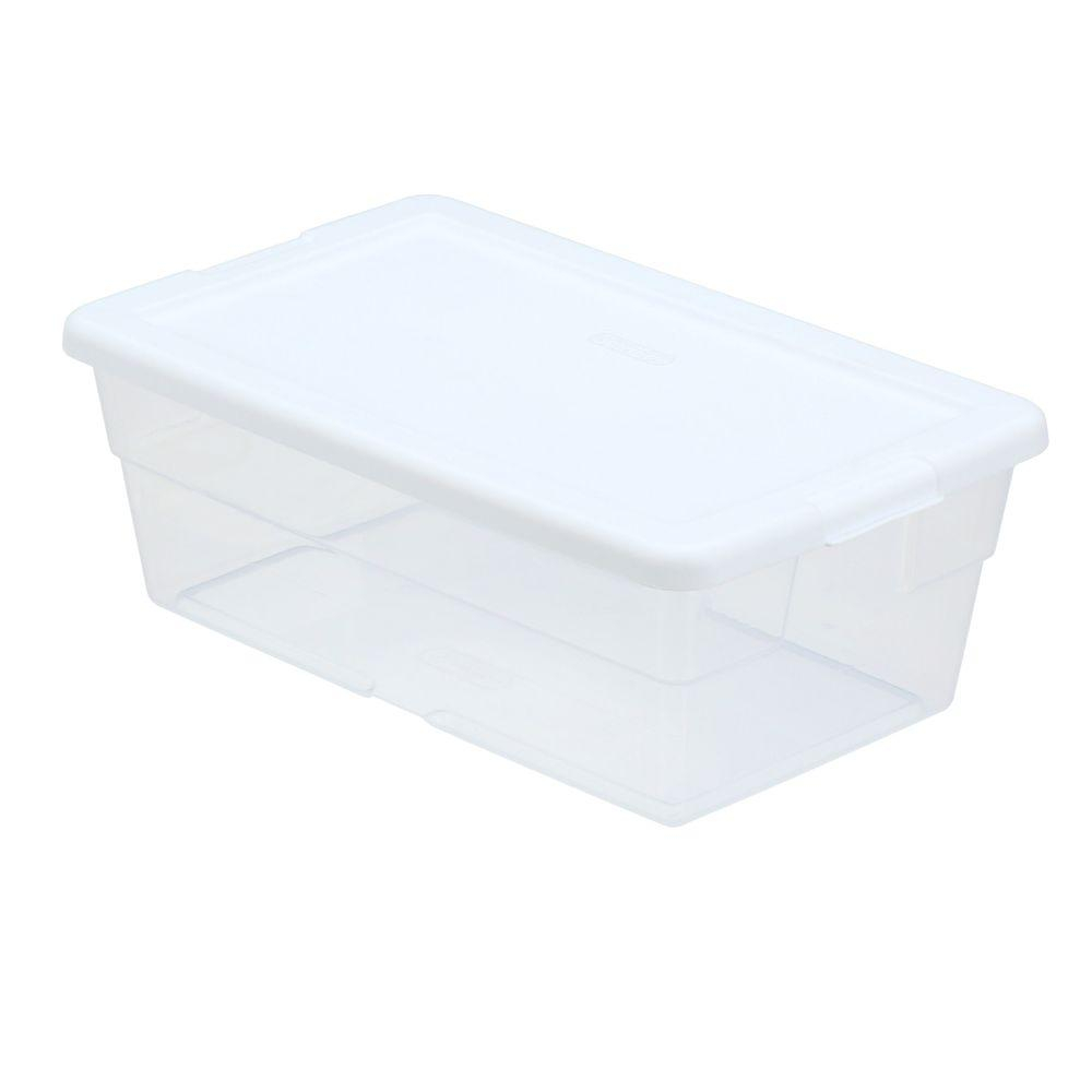 Sterilite 6 Qt Storage Box In White And Clear Plastic 16428960 for dimensions 1000 X 1000