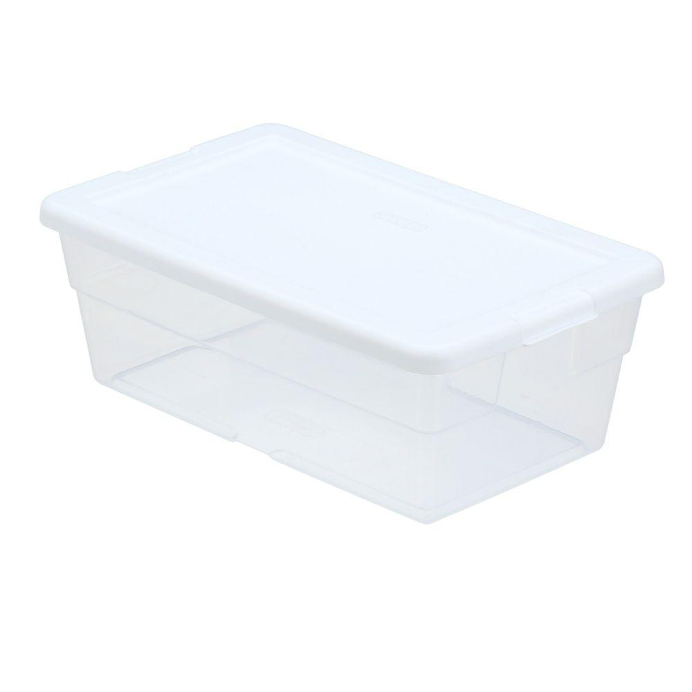 Sterilite 6 Qt Storage Box In White And Clear Plastic 16428960 intended for size 1000 X 1000