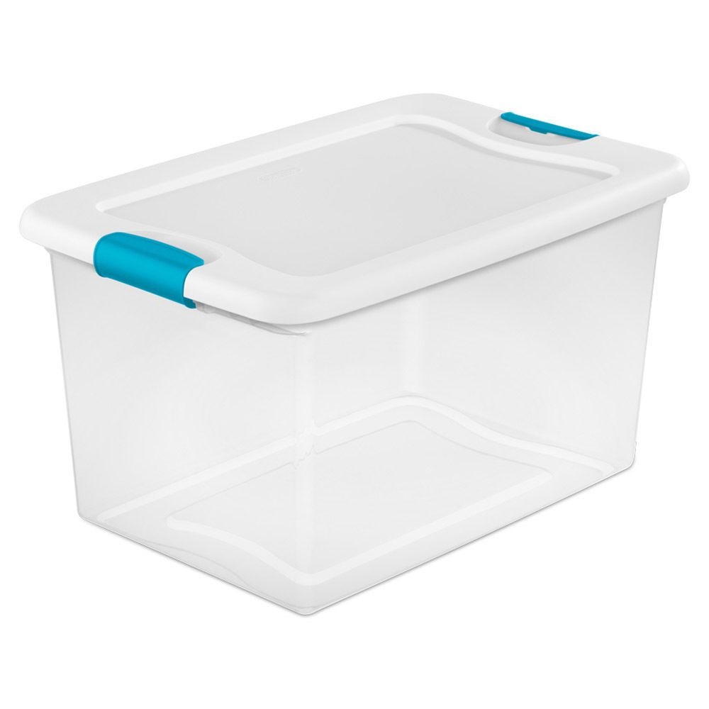 Sterilite 64 Quart Clear Plastic Storage Boxes Bins Totes W Latches within dimensions 1000 X 1000