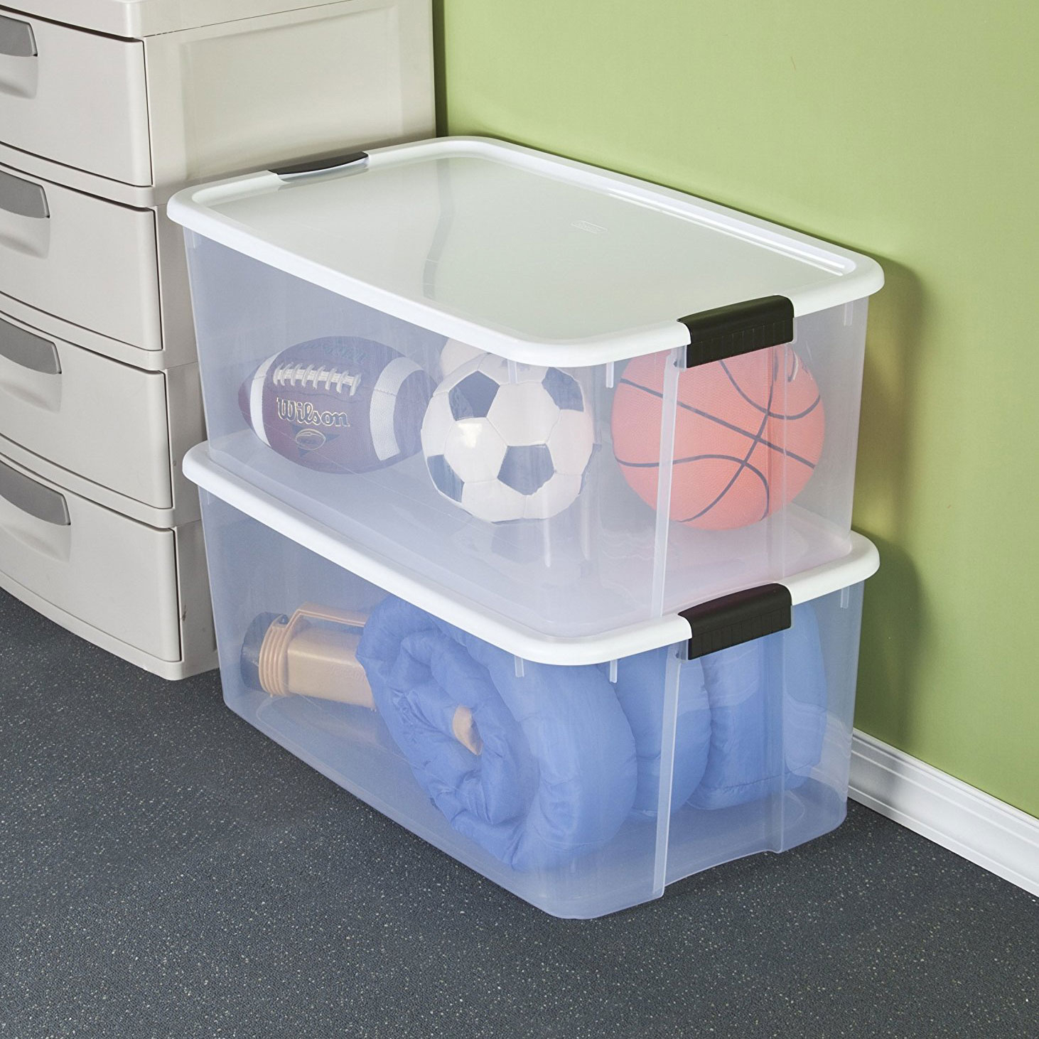 Sterilite Large 116 Qt Clear Ultra Latch Storage Container Box Tote inside measurements 1462 X 1462