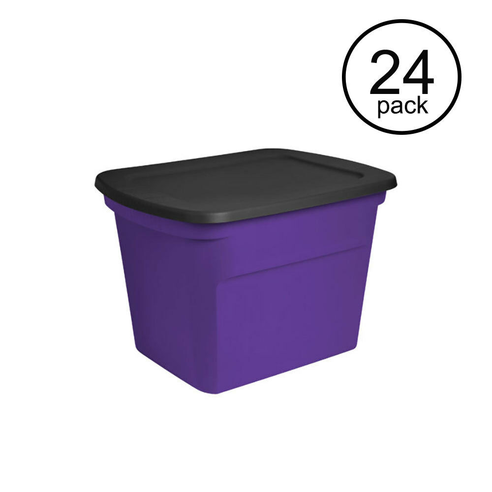 Sterilite Large 18 Gallon Opaque Plastic Storage Tote Bin W Lid with regard to proportions 1000 X 1000