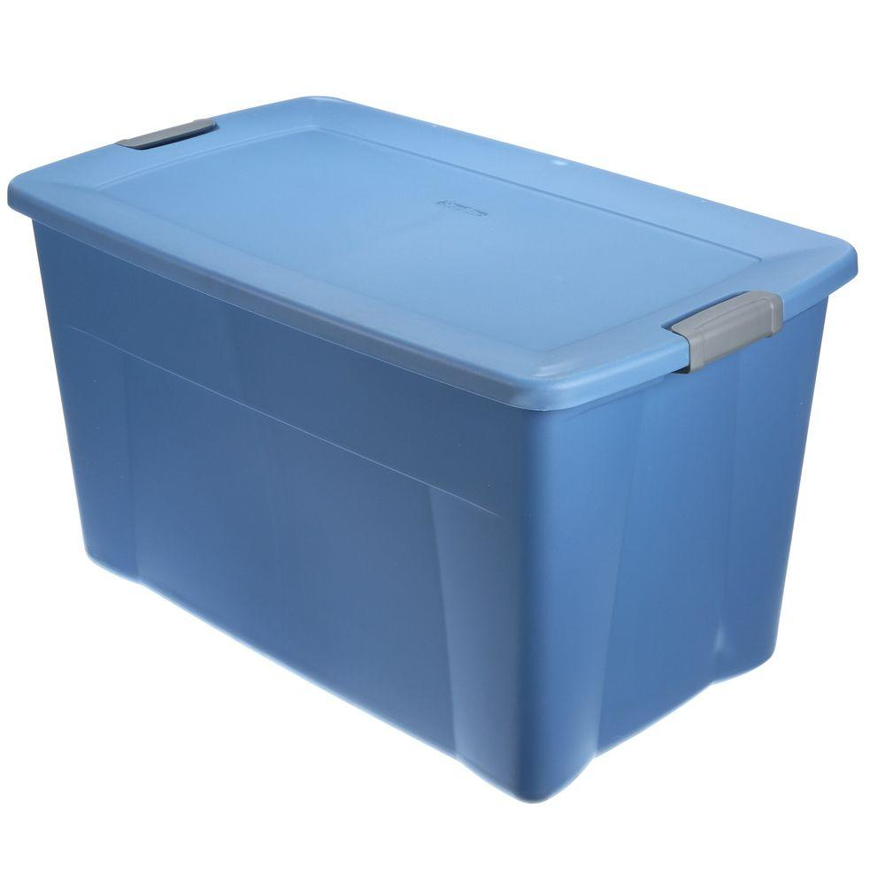 Sterilite Latching 35 Gal Storage Tote In Lapis Blue 19451004 The throughout dimensions 1000 X 1000