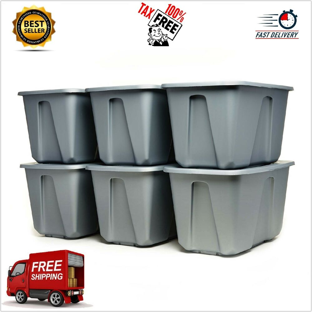 Storage Container Bins Set Of 6 Silver 32 Gallon Plastic Tote pertaining to sizing 1000 X 1000
