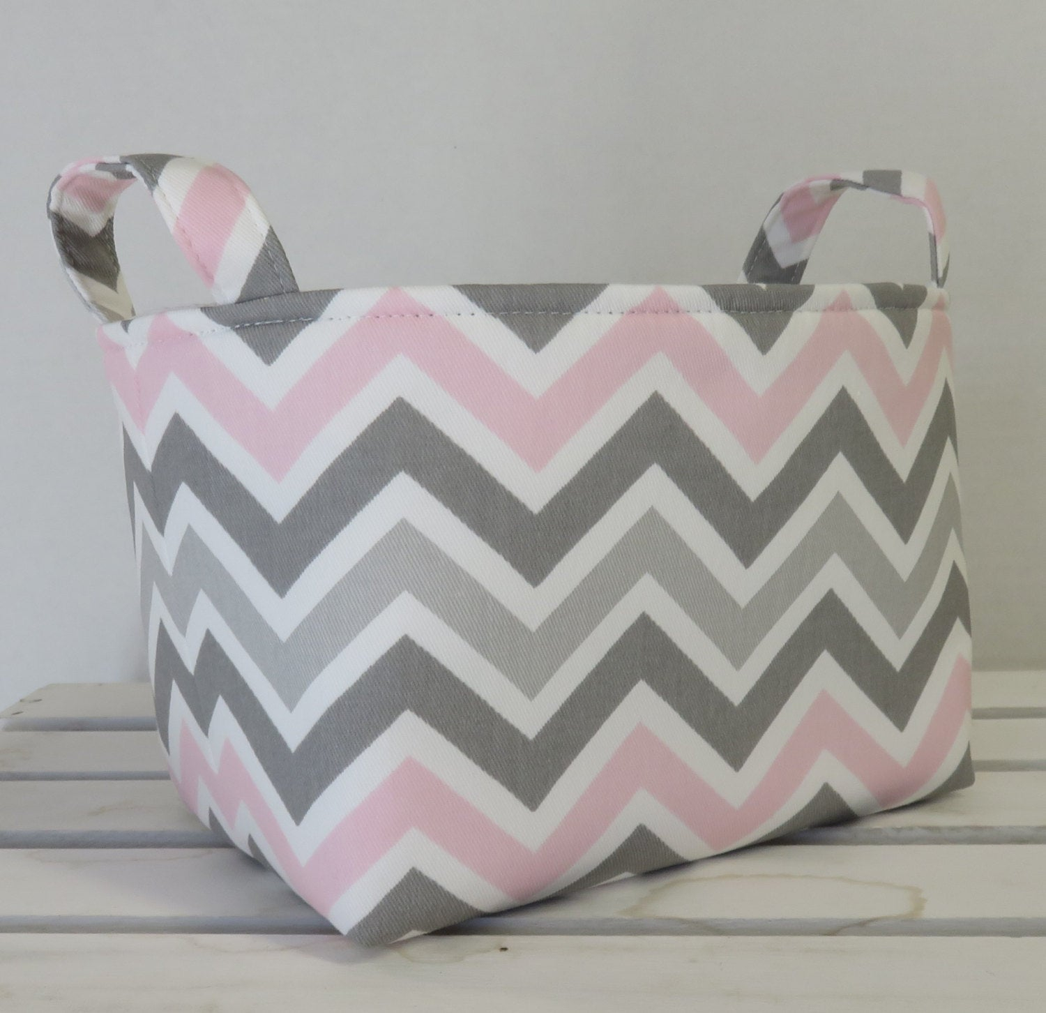 Storage Fabric Organizer Bin Container Basket Light Pink Gray White Zoom Zoom Chevron Zigzag Zig Zag Fabric Chose Your Inside Fabric pertaining to dimensions 1500 X 1452