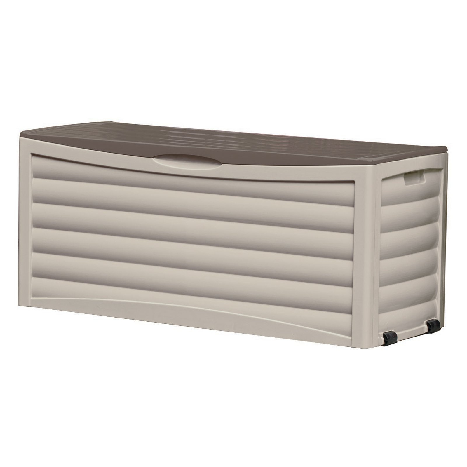 Suncast 103 Gal Deck Box Light Taupe Handle Rollers For Easy regarding measurements 1600 X 1600