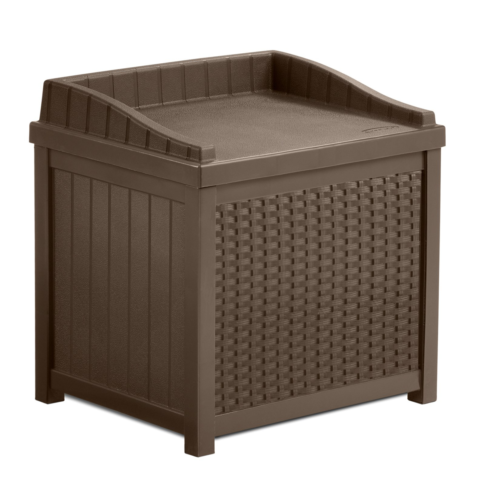 Suncast 22 Gallon Java Resin Wicker Small Storage Seat Deck Box for sizing 1600 X 1600