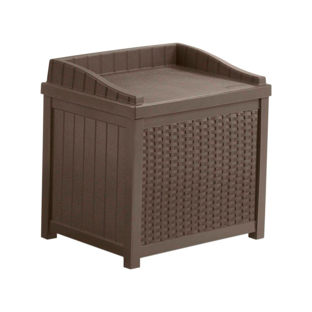 Suncast 22 Gallon Storage Seat Resin Wicker Small Container Deck Box regarding size 1000 X 1000