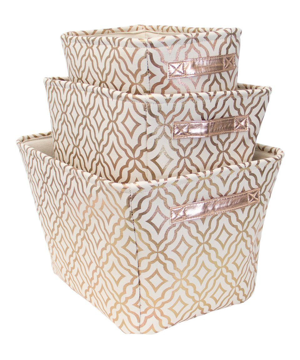 Take A Look At This Rose Gold Trellis Canvas Storage Bin Set Of in measurements 959 X 1152