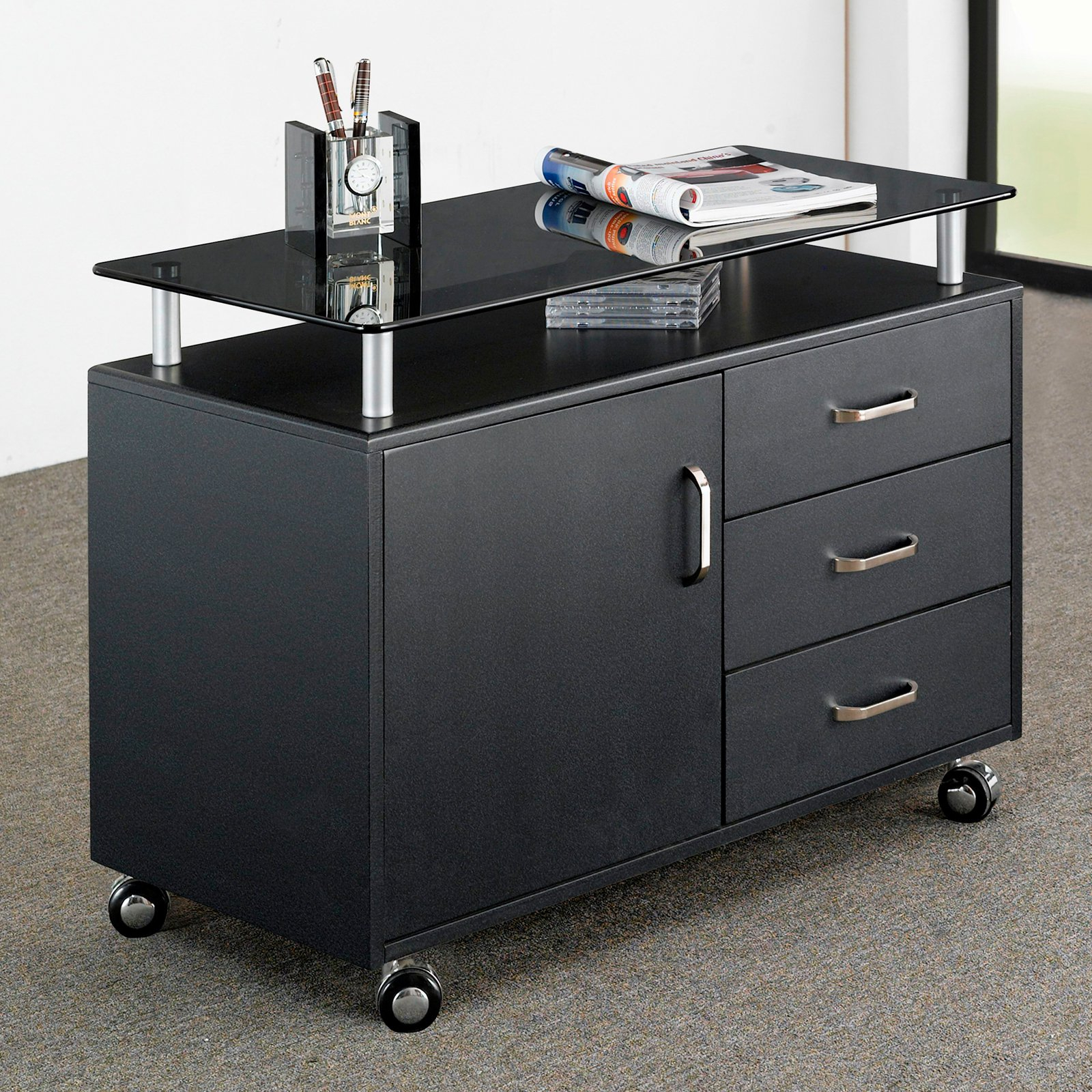 Techni Mobili Glass Top File Cabinet With Storage Walmart intended for sizing 1600 X 1600