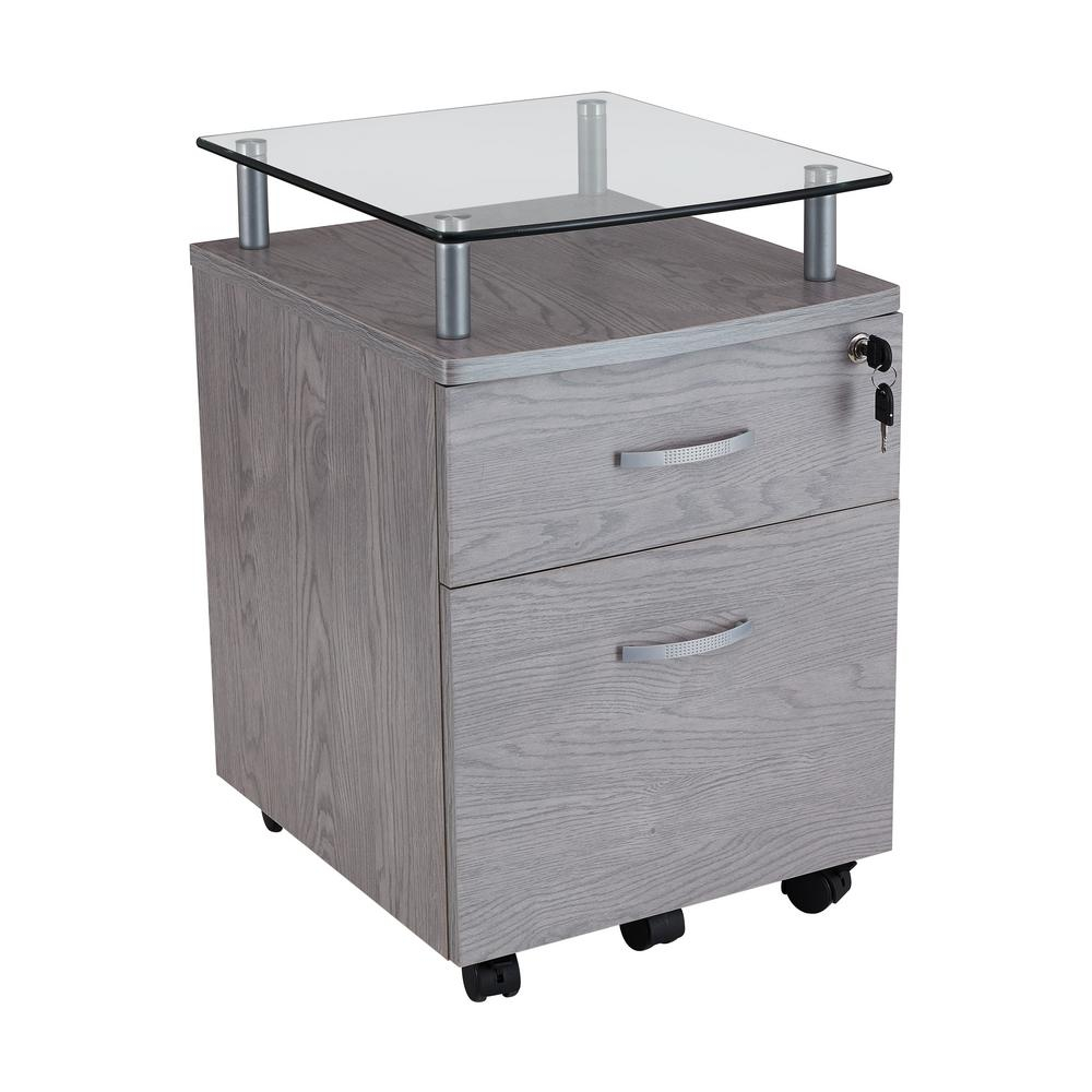Techni Mobili Gray Rolling File Cabinet With Glass Top Rta S06 Gry with proportions 1000 X 1000