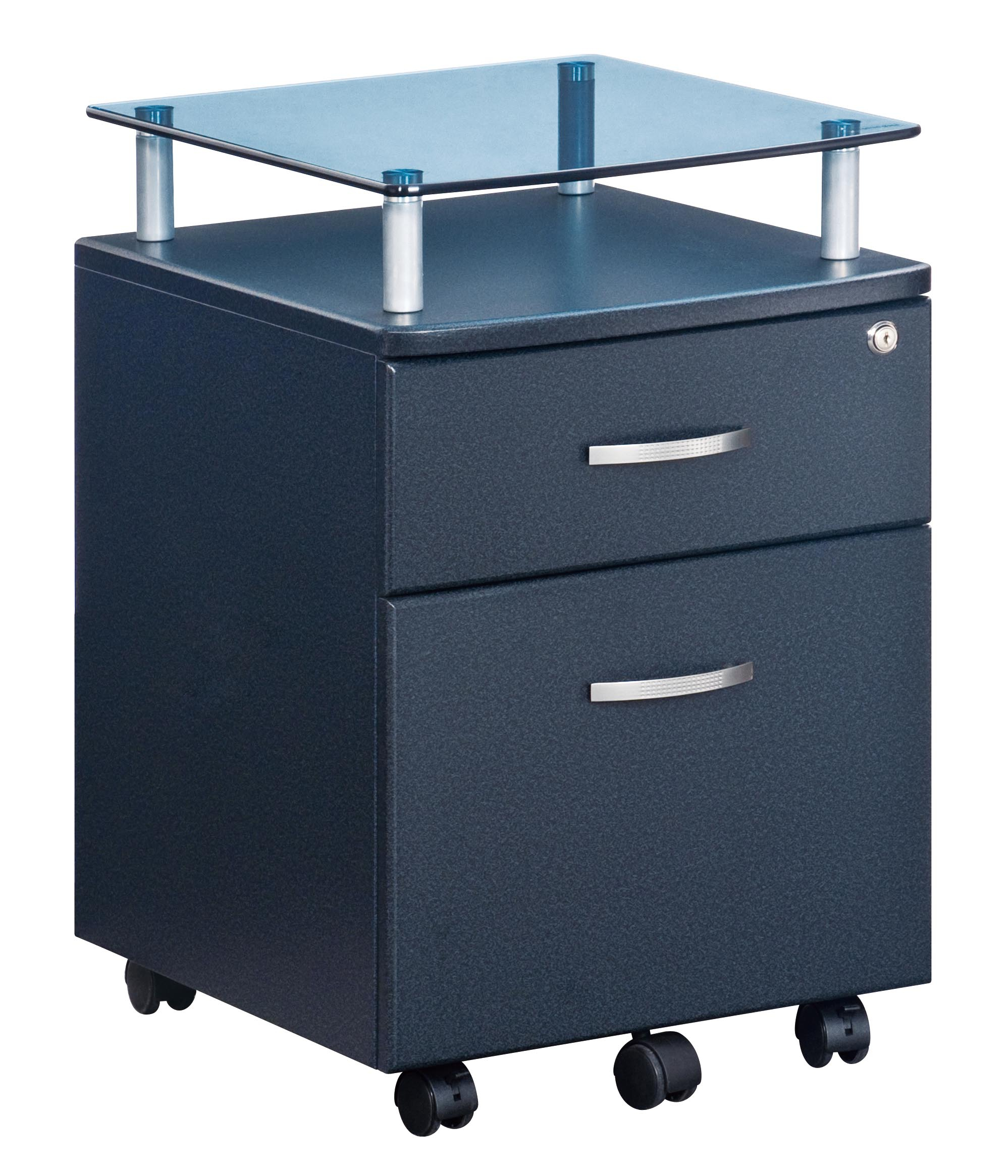 Techni Mobili Rolling File Cabinet With Glass Top And 2 Drawers for sizing 1997 X 2331