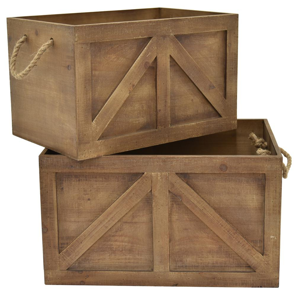 Three Hands 1875 In X 11 In Wood Storage Basket Set Of 2 16077 with size 1000 X 1000