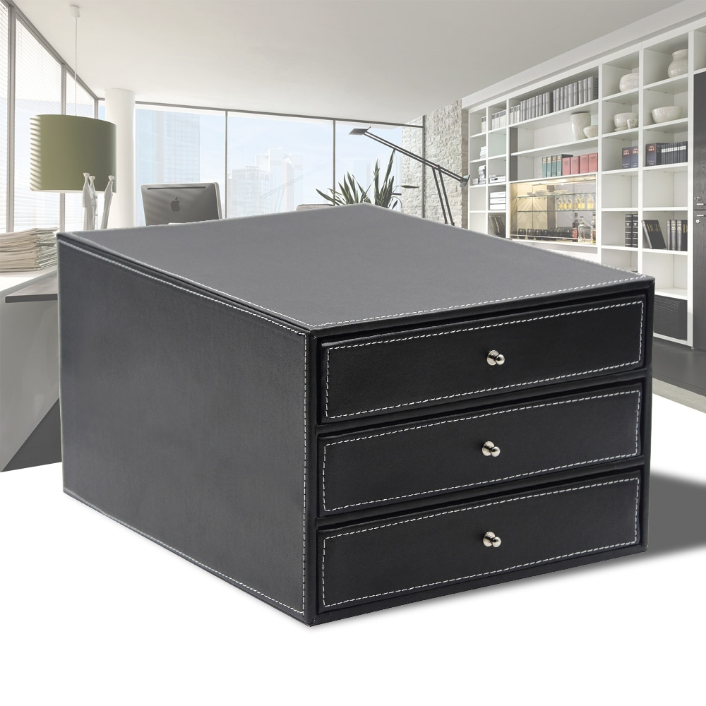 Three Storey 3 Drawer Pu Leather File Cabinet Desk Document File throughout sizing 1000 X 1000
