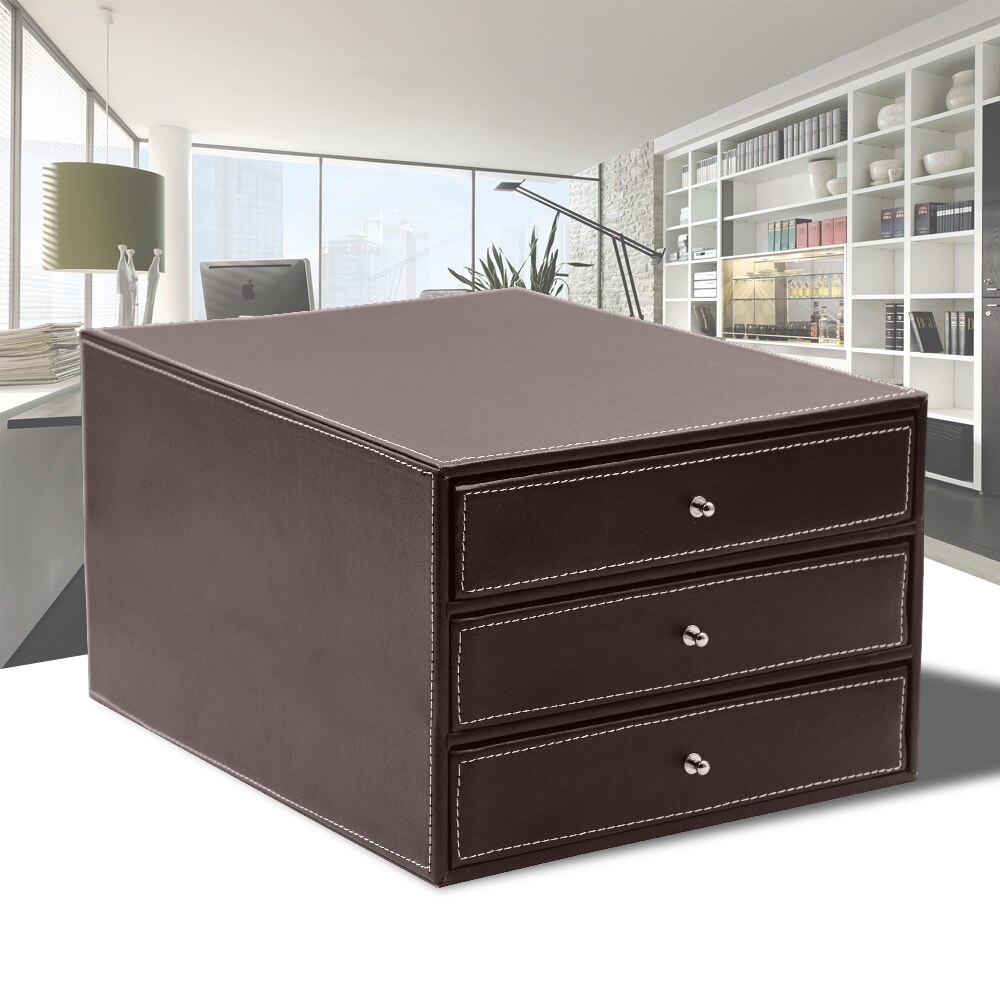 Three Storey 3 Drawer Pu Leather File Cabinet Desk Document File with regard to measurements 1000 X 1000
