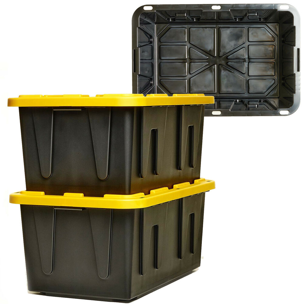 Tough Storage Tote Box Plastic Container Set Of 2 Organizer 27 throughout sizing 1000 X 1000