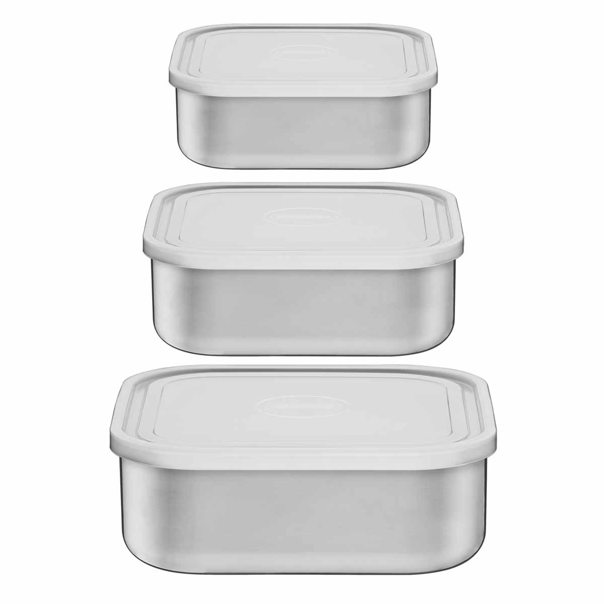 Tramontina Freezinox 3 Pc Set Square Storage Container 16cm 19cm with regard to size 1200 X 1200