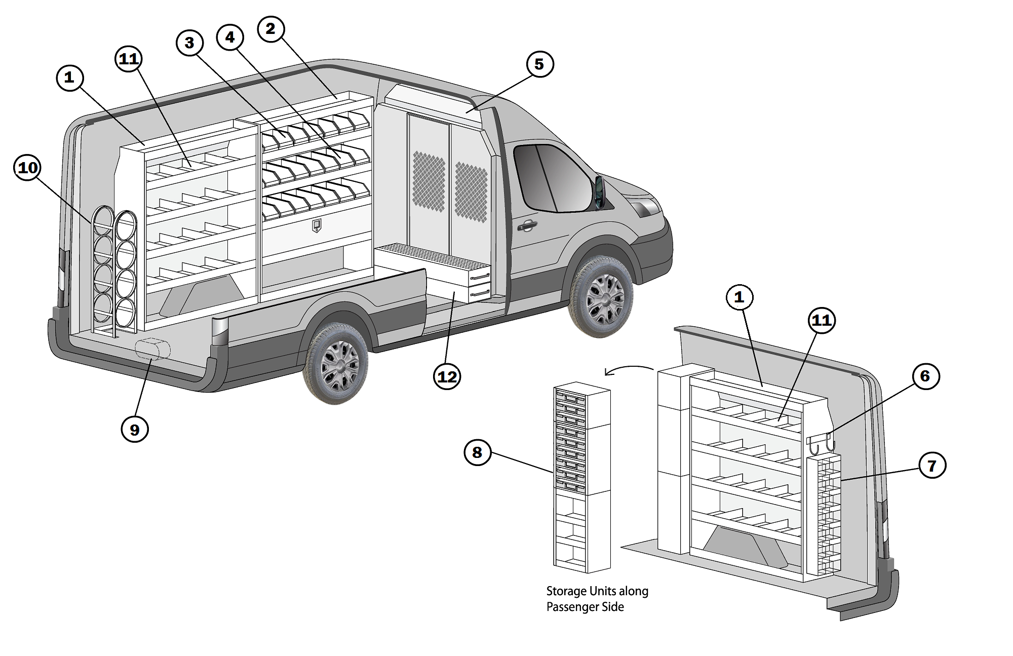 Transit 148wb Ext High Roof Hvac Van Package Steel Shelving with measurements 2000 X 1295