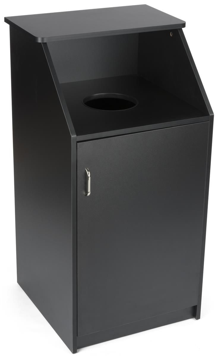 Trash Receptacle For 36 Gallon Bin Circular Top Opening Black In throughout size 734 X 1200
