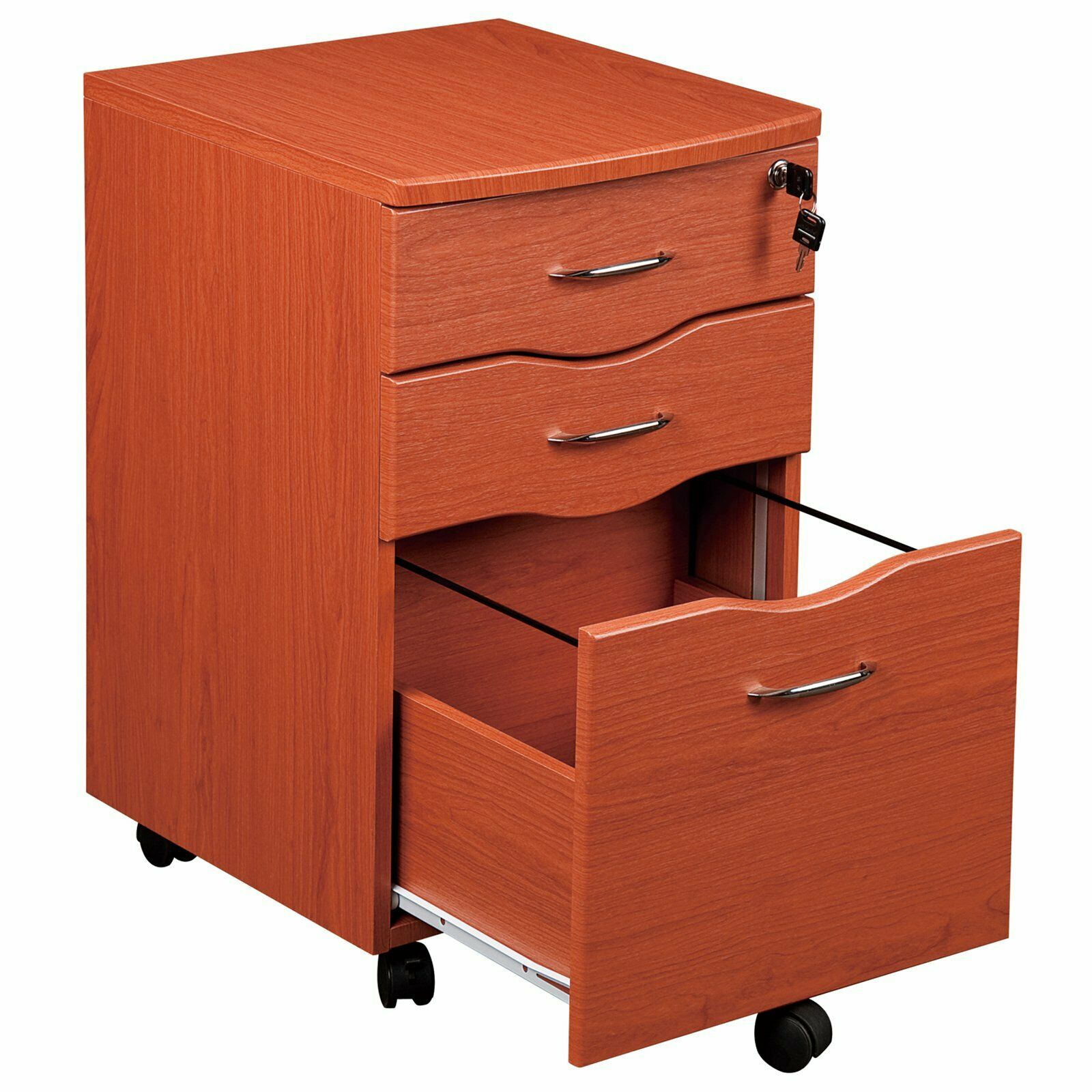 Tribeka Rolling File Cabinet 3 Office Organize Drawers Mahogany Lock regarding size 1600 X 1600