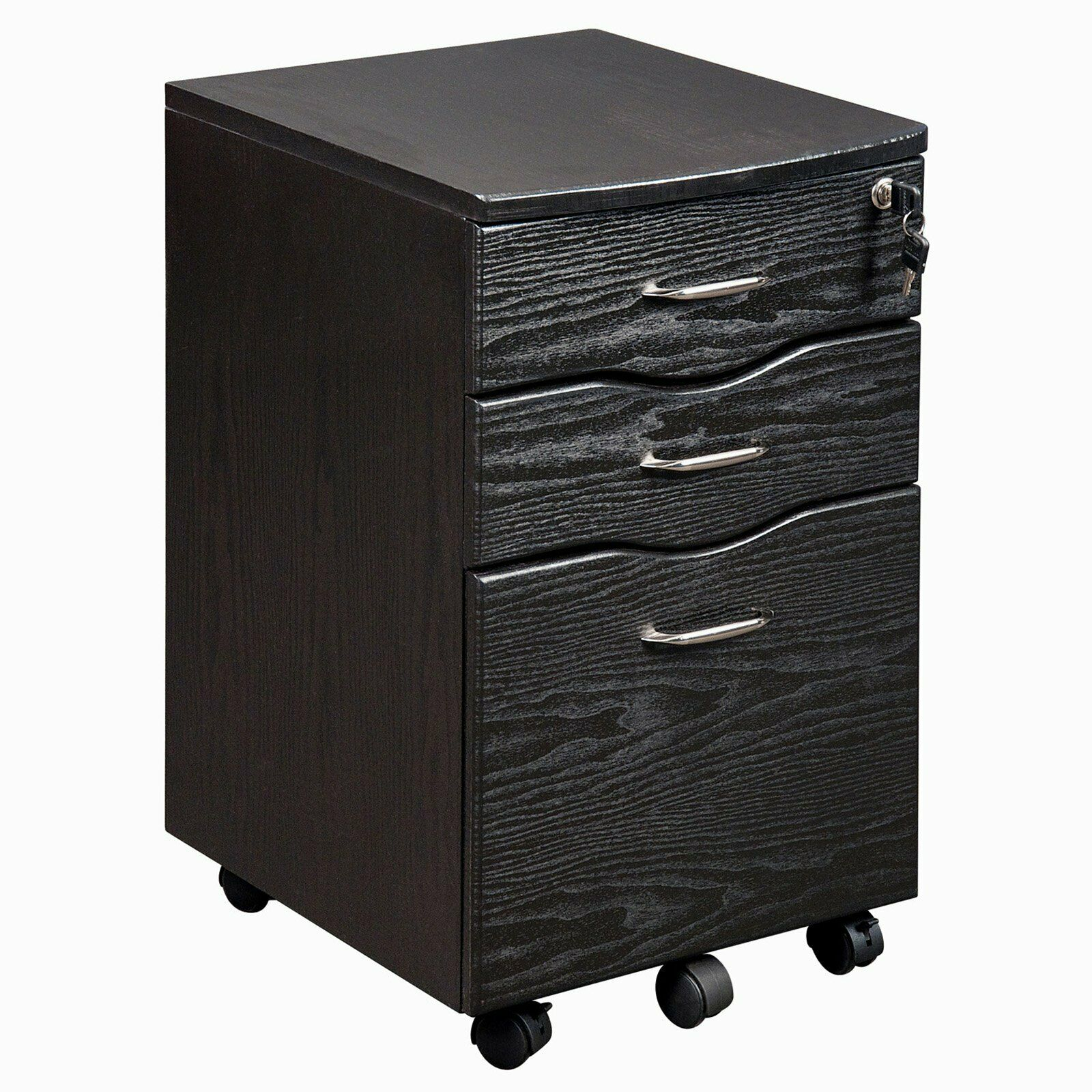 Tribeka Rolling File Cabinet 3 Office Organize Drawers Mahogany Lock throughout proportions 1600 X 1600