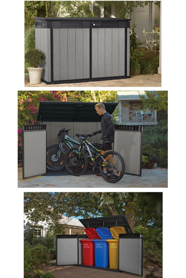 Triple Wheelie Bin Storage Bike Storage Patio Shed Low Height inside measurements 735 X 1102