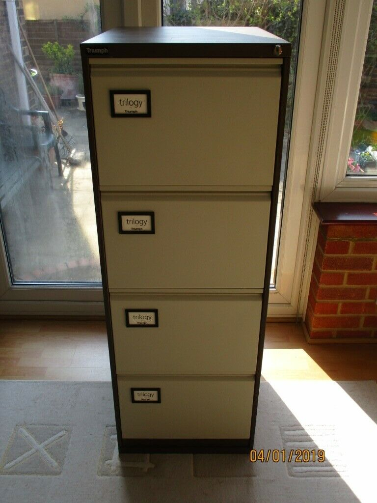 Triumph Metal 4 Drawer Filing Cabinet Key Browncream Surrey within proportions 768 X 1024