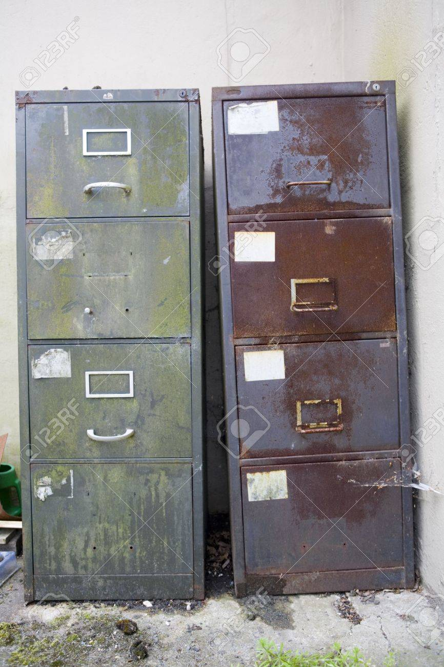 Two Old Filing Cabinets Going Rusty Stock Photo Picture And Royalty regarding dimensions 866 X 1300
