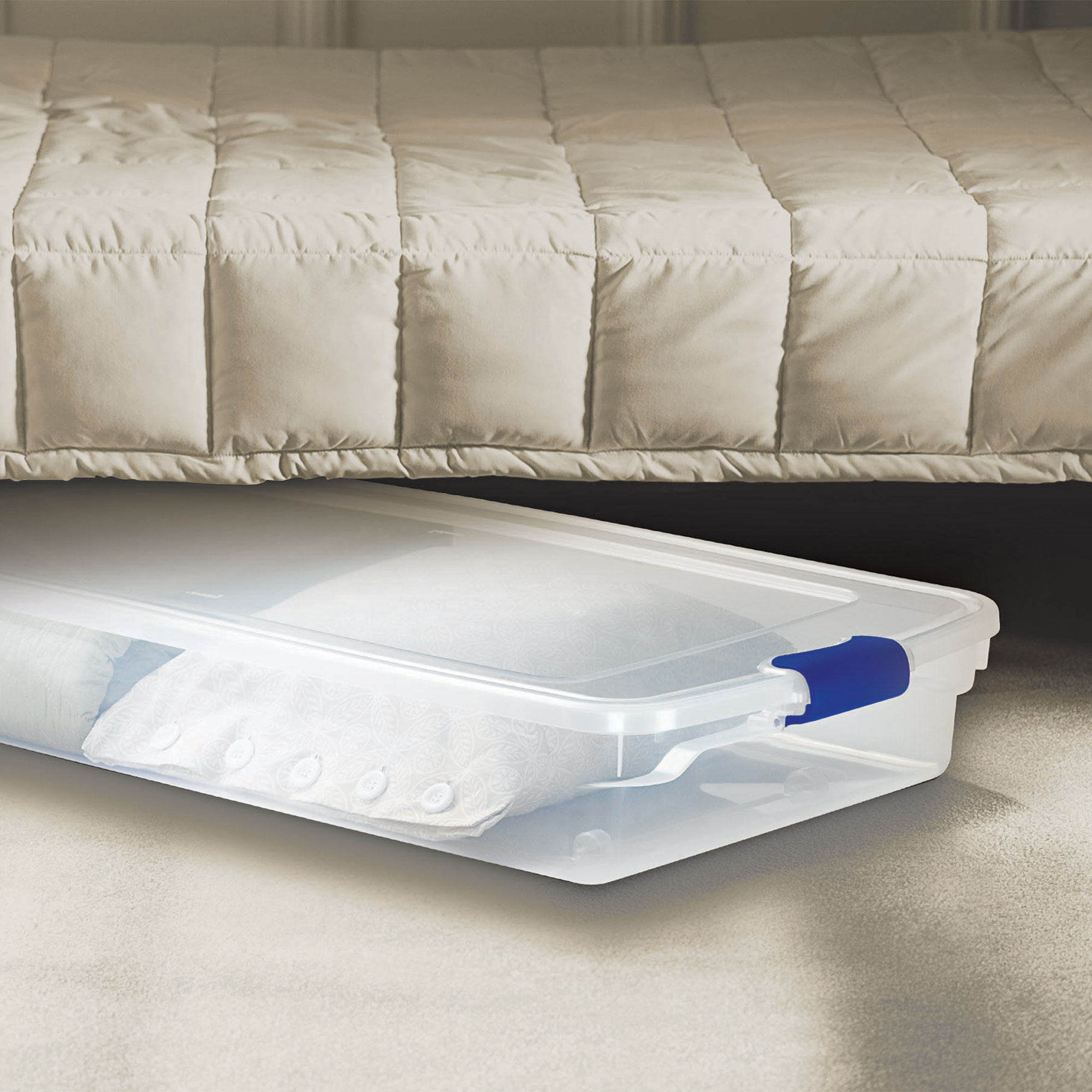 Under Bed Storage Bin Set Of 2 Clear Boxes W Lids Stackable regarding proportions 2000 X 2000