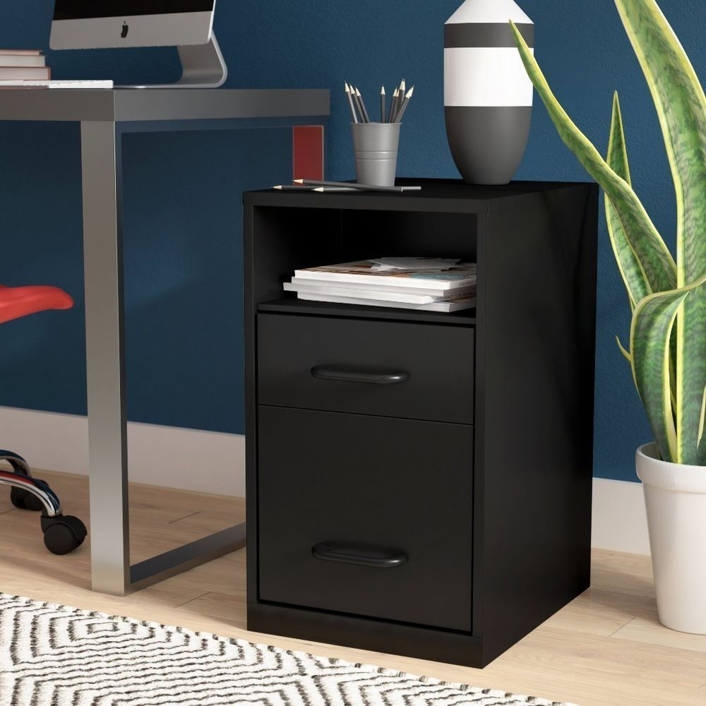 Under Desk File Cabinet Compact Filing 2 Drawer Open Shelf Printer intended for size 1000 X 1000