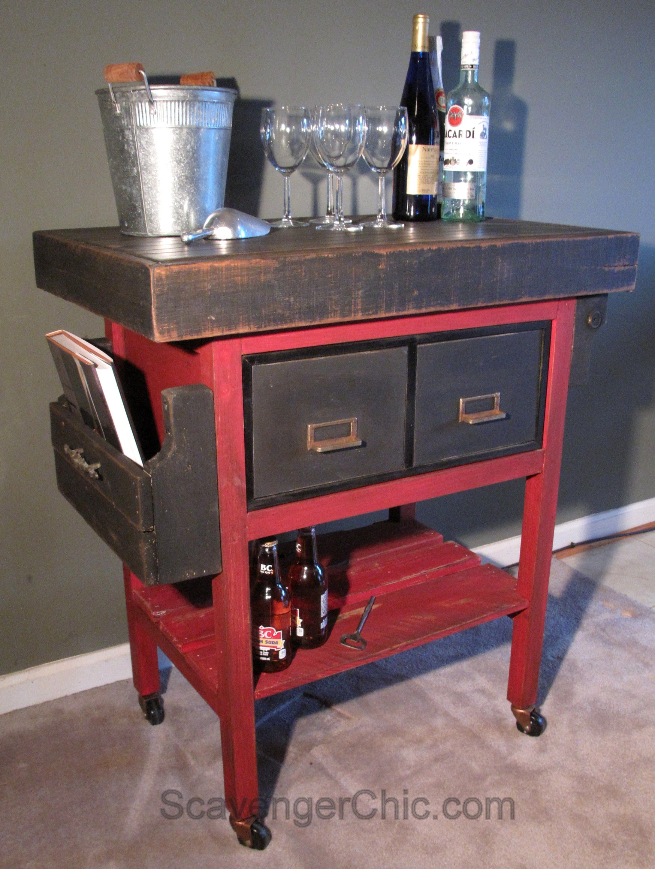 Upcycled Metal File Cabinet Bar Cart Kitchen Cart Repurposed with proportions 2182 X 2896