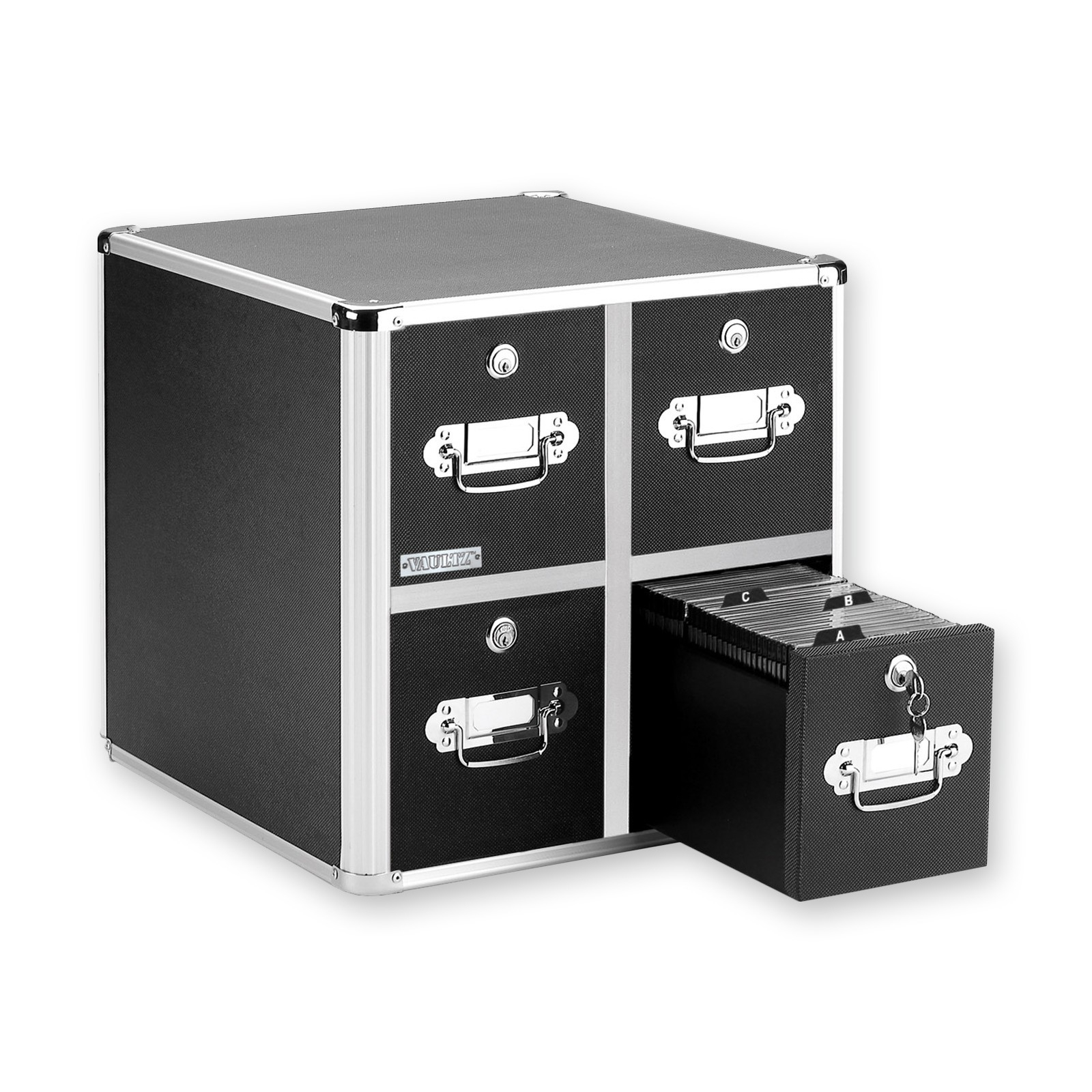 Vaultz Cd File Cabinet 4 Drawer Black Holds 660 Cds Vaultz inside proportions 1600 X 1600