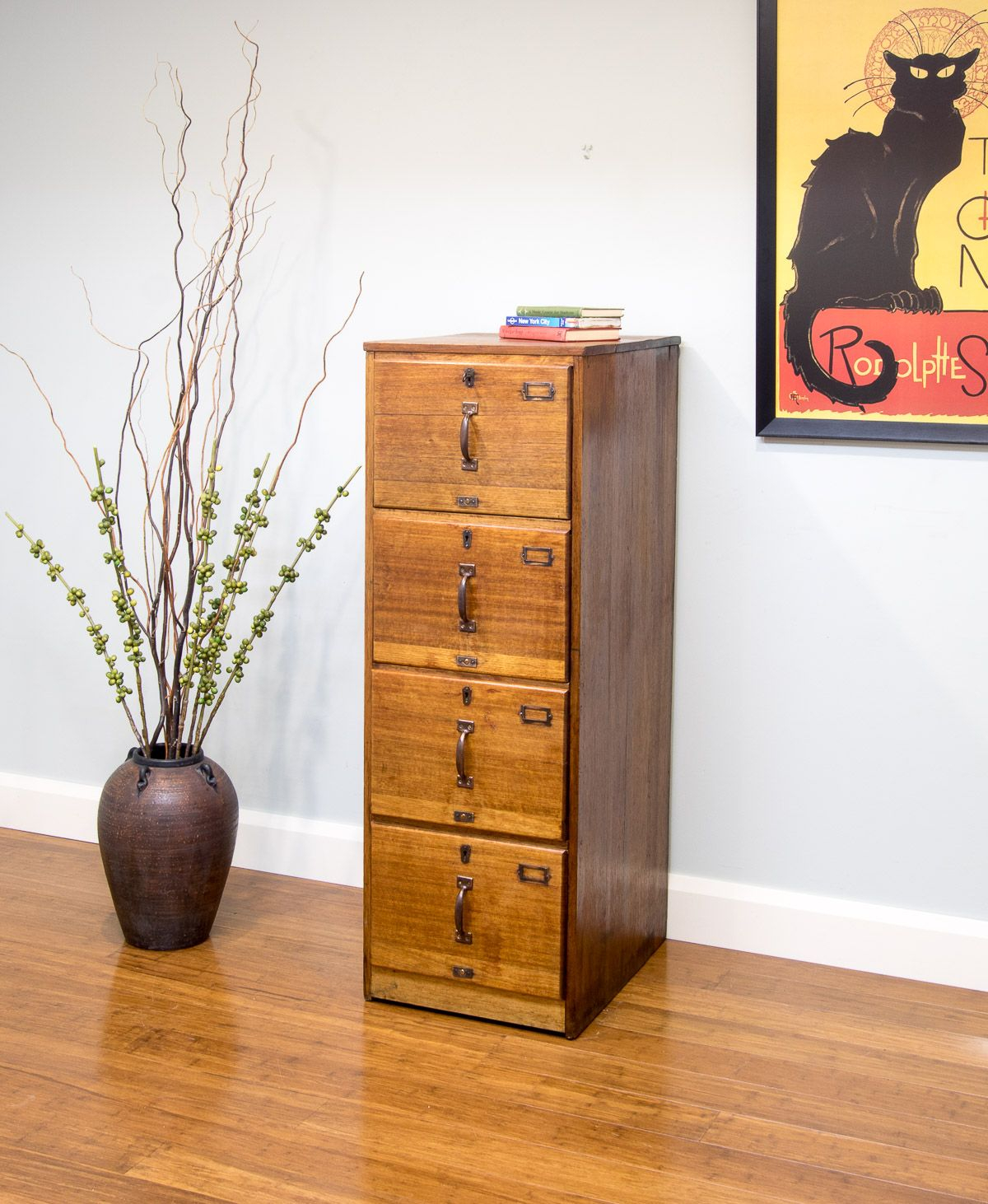 Vintage 1940s Oak Timber 4 Drawer Filing Cabinet 4 Locks pertaining to sizing 1200 X 1462