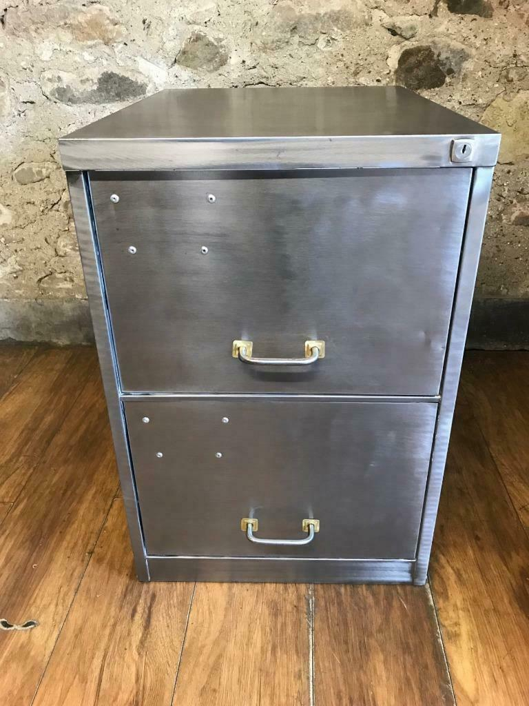 Vintage 2 Drawer Stripped Metal Filing Cabinet With Foolscap Hanging with sizing 768 X 1024