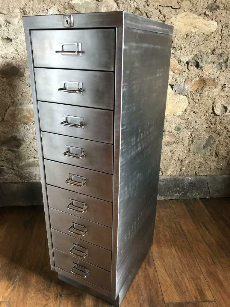 Vintage Filing Cabinet 9 Drawer Industrial Stripped Metal Filing pertaining to measurements 768 X 1024