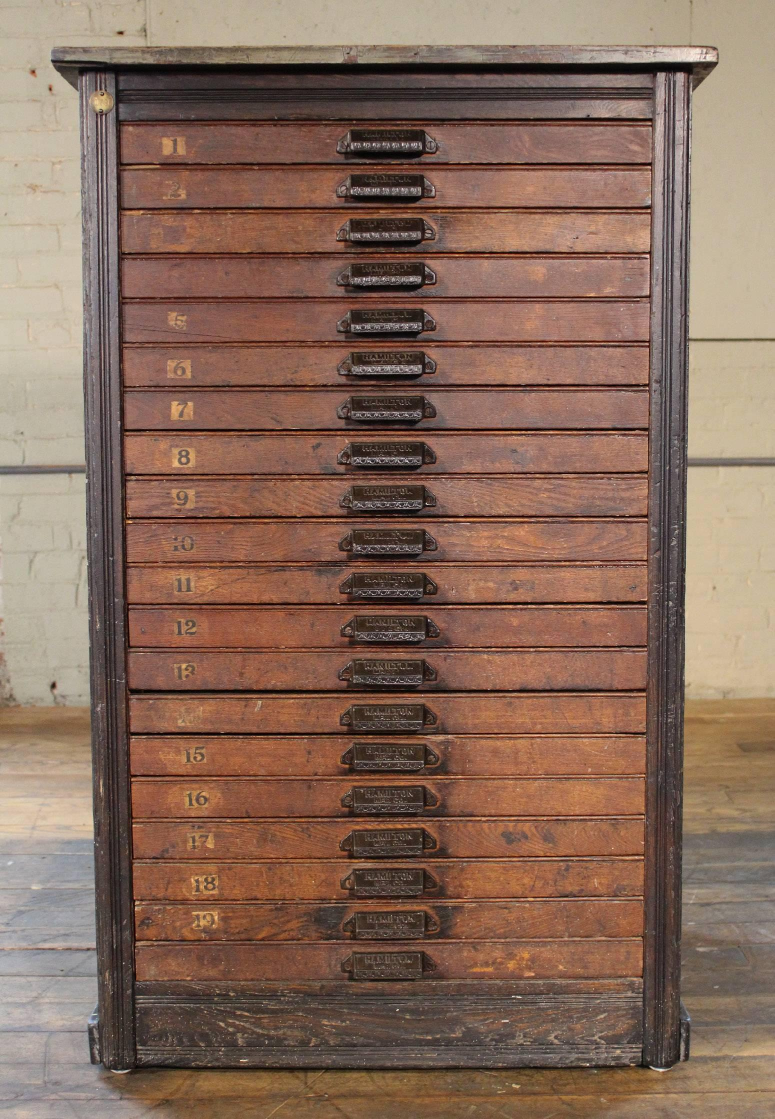 Vintage Hamilton Wooden Flat File Storage Cabinet Distressed inside dimensions 1550 X 2239