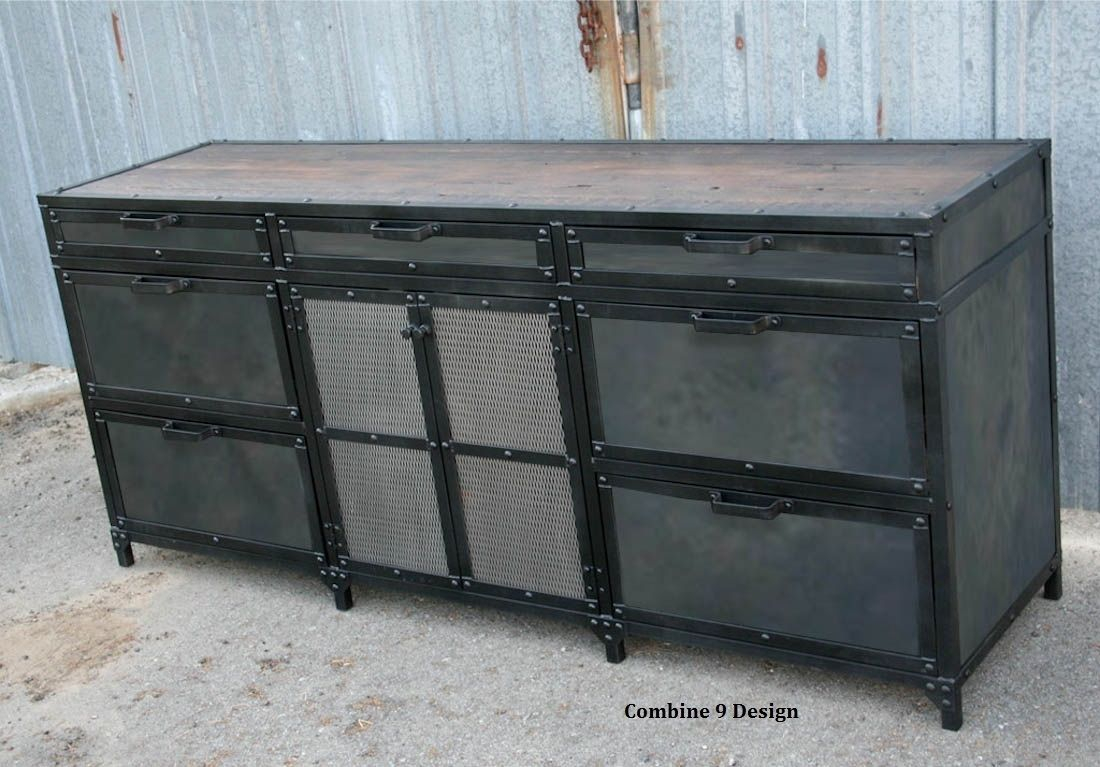 Vintage Industrial File Cabinet Mid Century Modern Steel And Reclaimed Wood Filing for measurements 1100 X 767