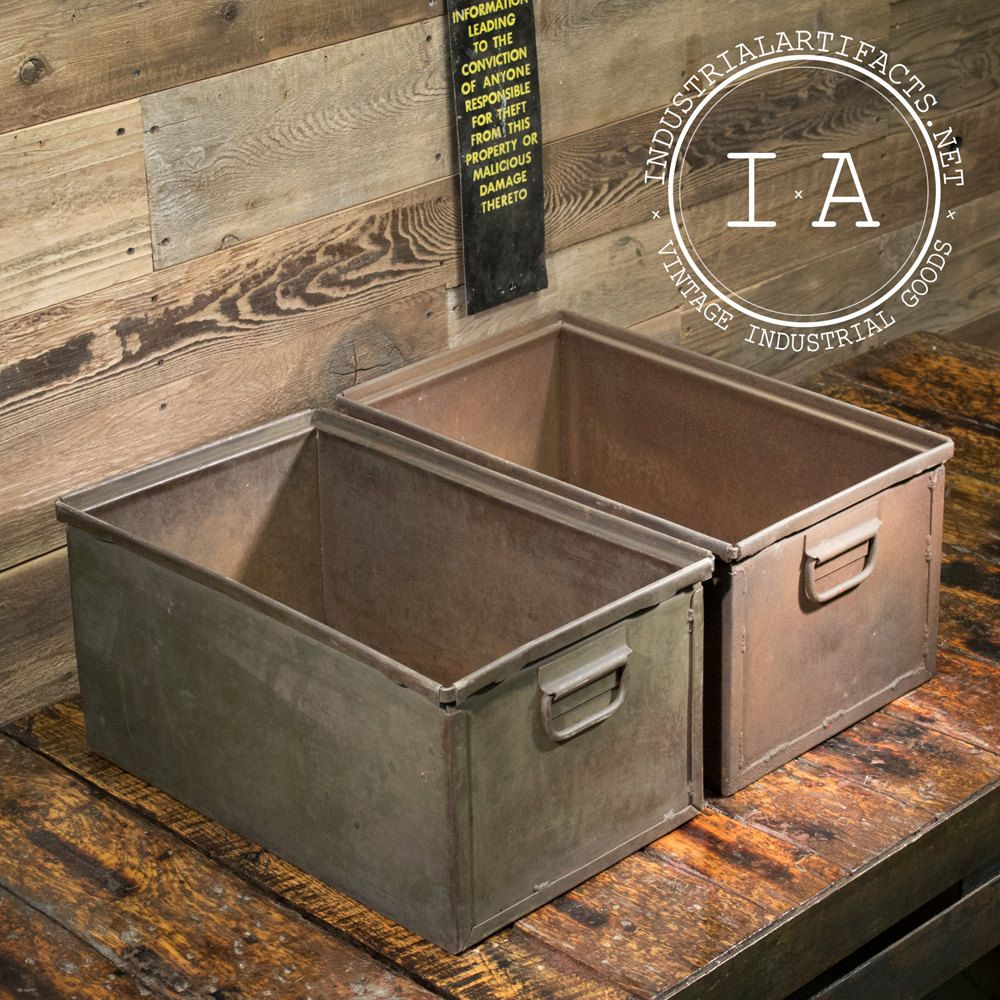 Vintage Industrial Metal Storage Bins Boxes Organizers Totes Chests in proportions 1000 X 1000